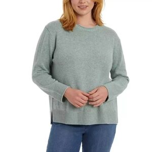 Ella Moss Women's Crew Neck Knit Pullover Sweater Baggy Size Med Green New Comfy